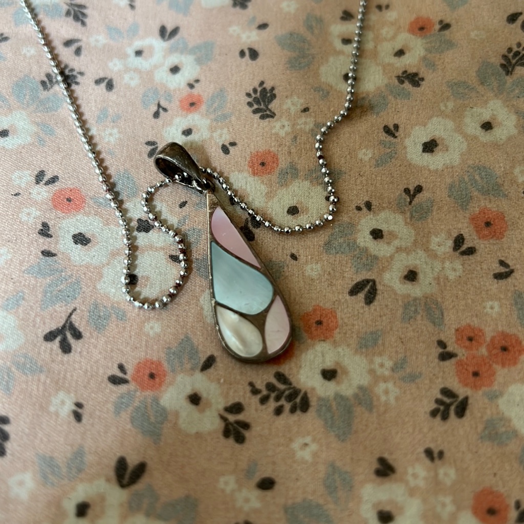 Mother Of Pearl Pink White Mother Of Pearl Pendant 925 Silver